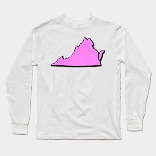 Pink Virginia Outline Long Sleeve T-Shirt